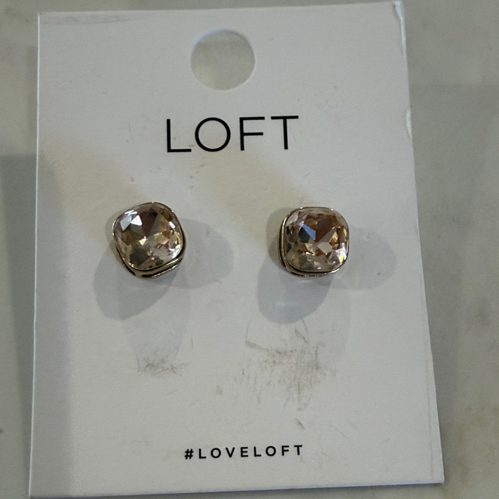 LOFT Champagne Crystal Cushion Stud Earrings